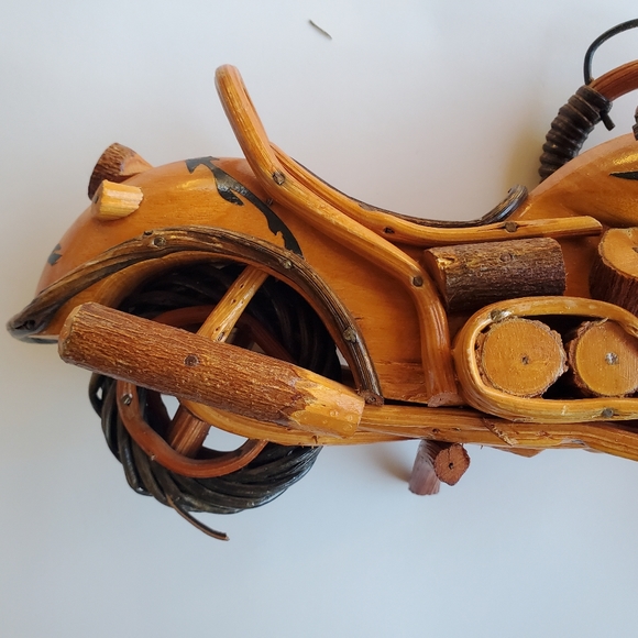Wooden Motorcycle Model Handmade Chopper Collectible Sculpture Cycle 12" 6" 3" - Picture 2 of 13
